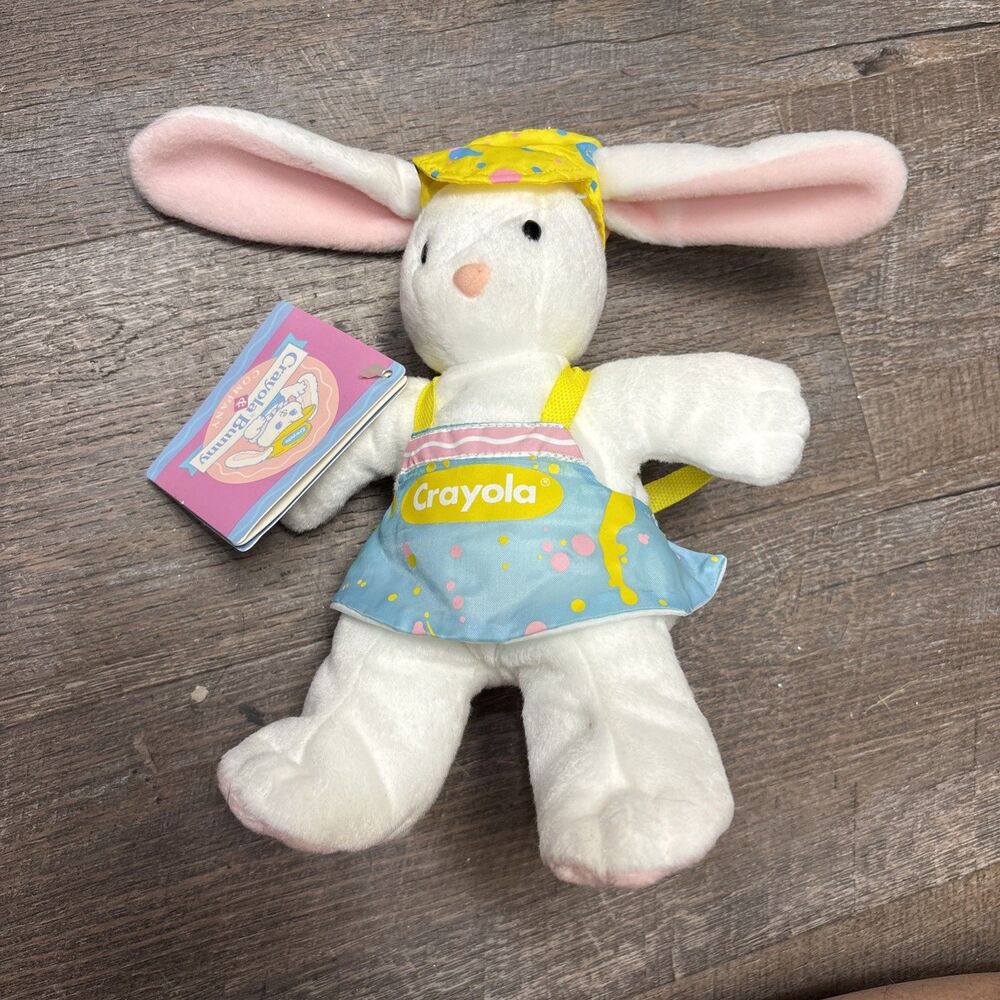 Hallmark Crayola Plush Bunny Dress Hat Painter 9” Easter Rare 1990 Tag New